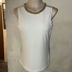 💥Calvin Klein Sleeveless Top With Gold Chain, Attach To Collar NWOT